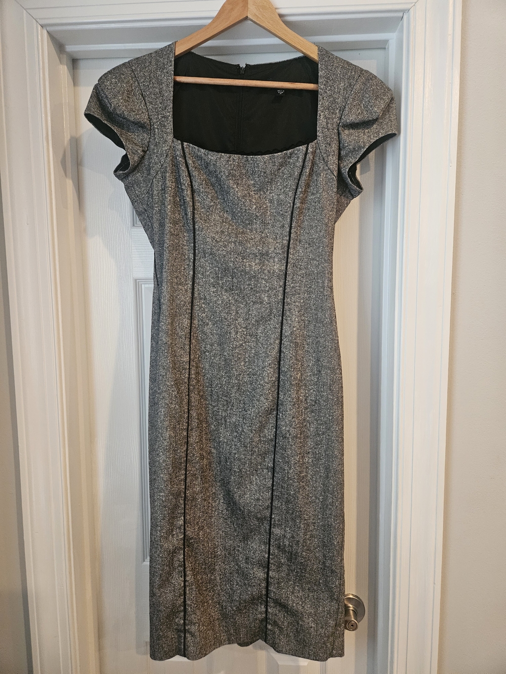 Bebe Classic Gray Sheath Dress with Cap Sleeves